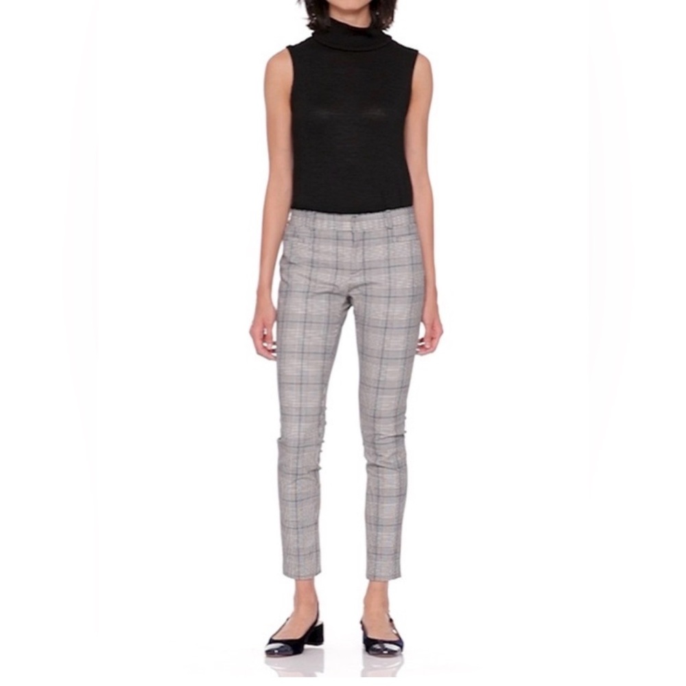 Banana Republic Sloan Ankle Pants Gray Plaid Slim Tailored Stretch Size 4